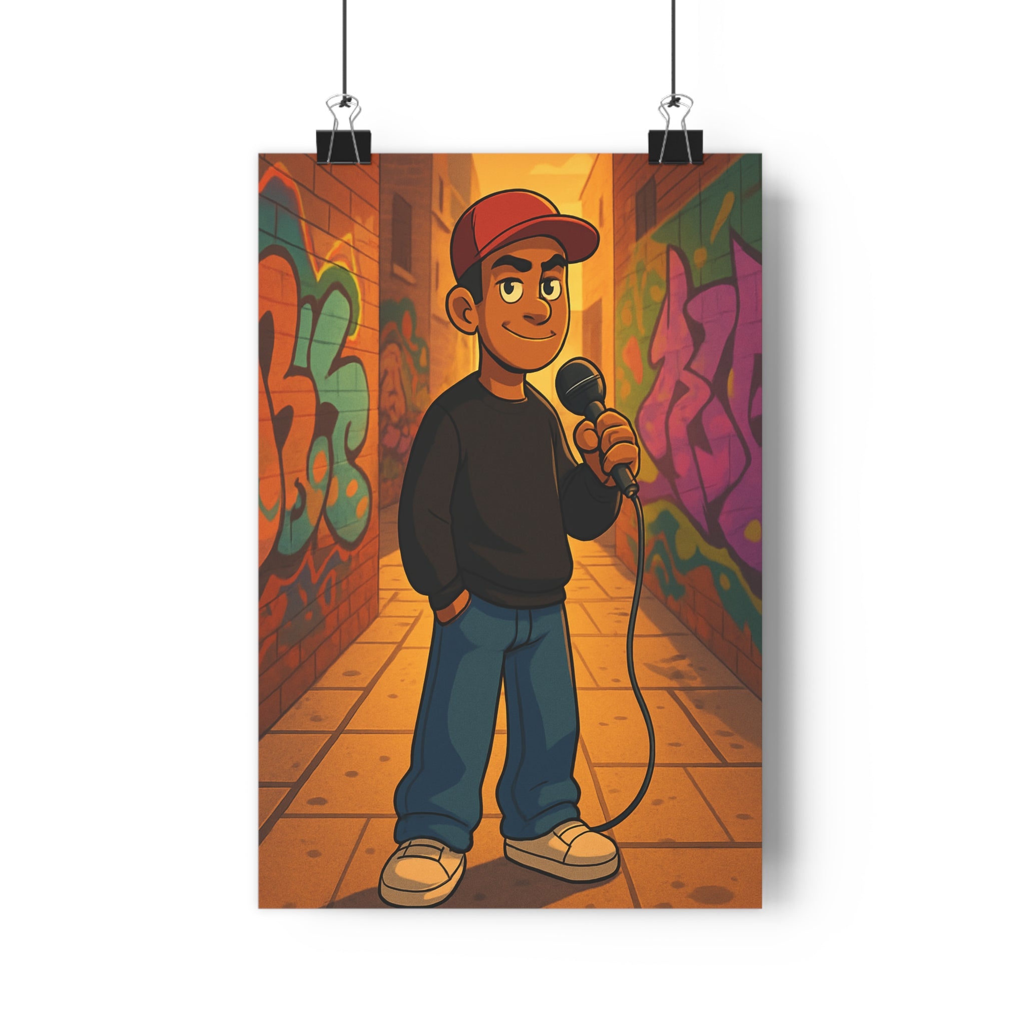Poster décoratif graffiti animé urbain coloré dynamique moderne chambre salon bureau 30x46 garçon mural