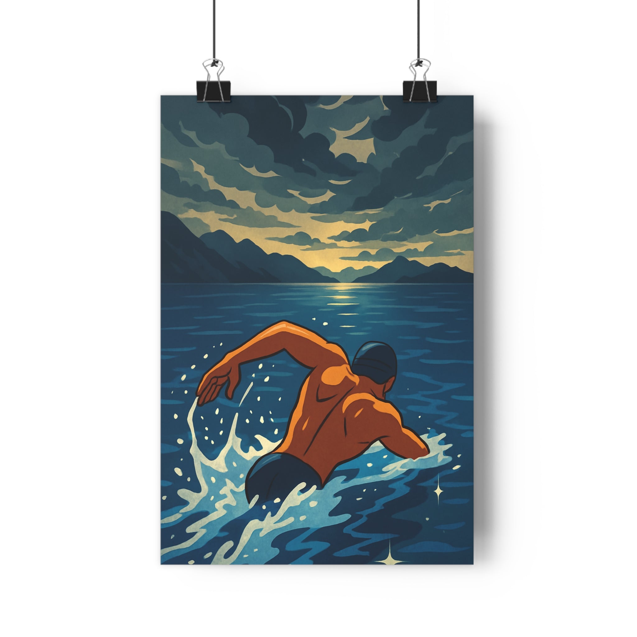 Poster décoratif animé océan bleu doré épique aventure bureau salon design artistique qualité qualité