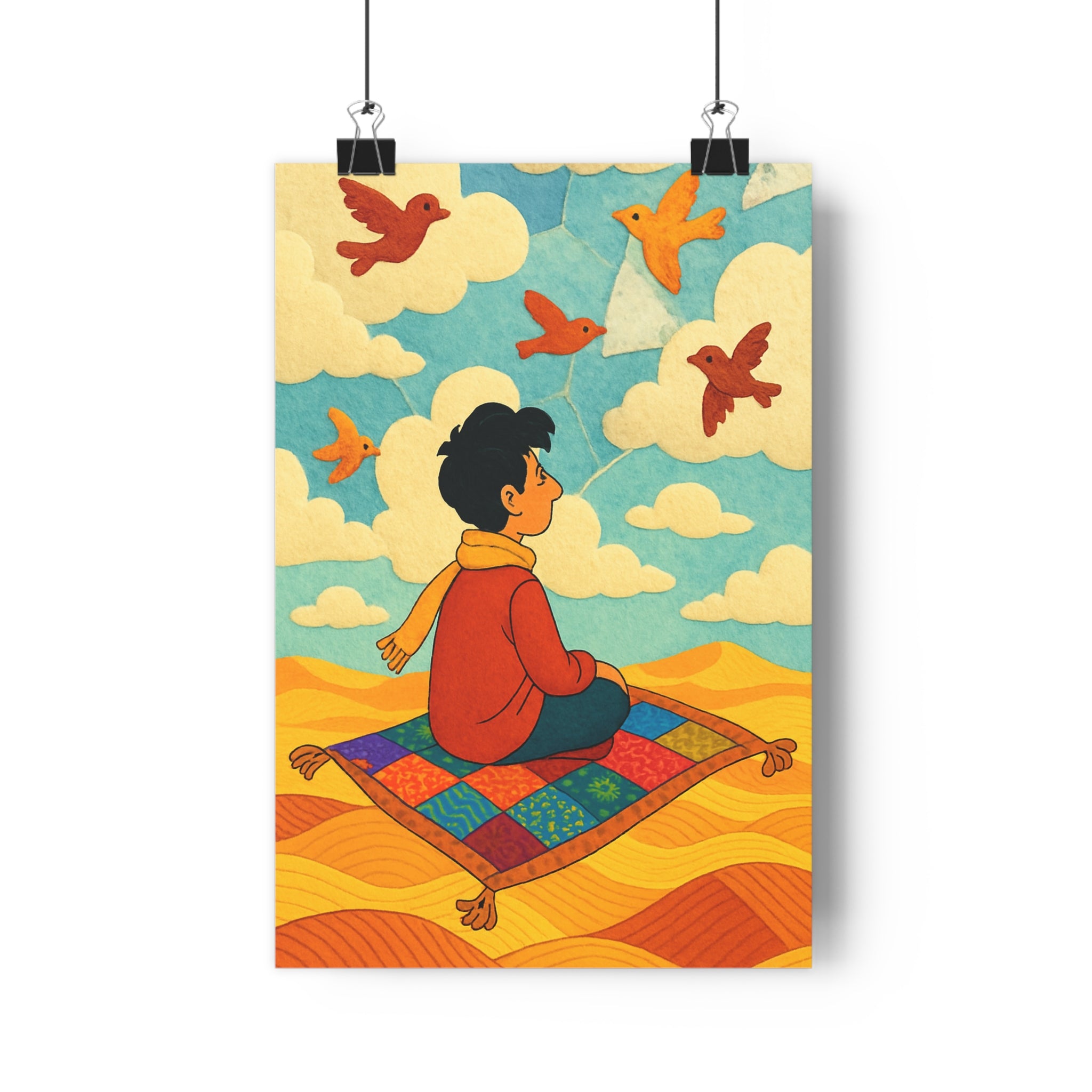Poster décoratif animé pastel bleu orange apaisant rêveur salon chambre qualité unique élégant qualité
