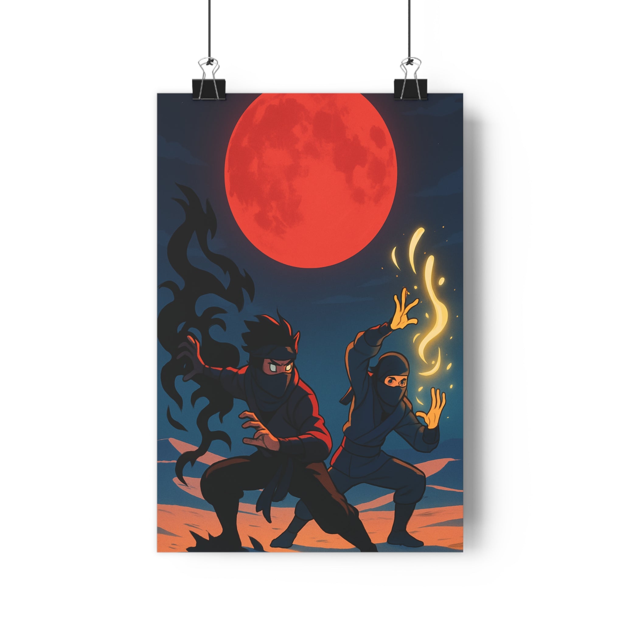 Poster décoratif anime mystique rouge noir nocturne intense chambre bureau aventure énergies dramatique combat