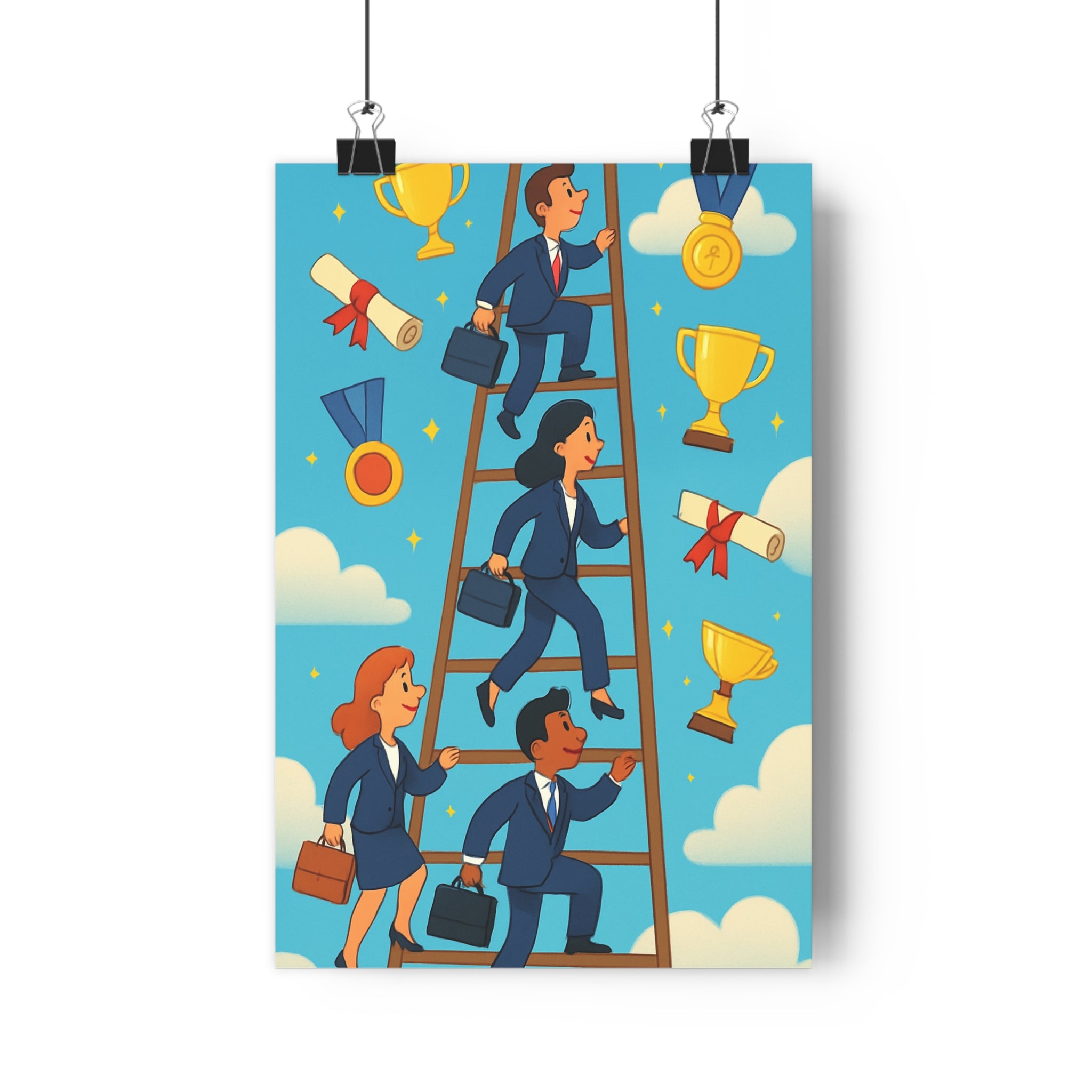Poster décoratif bureau succès motivation bleu ciel moderne optimiste coloré inspirant espace travail 30x46