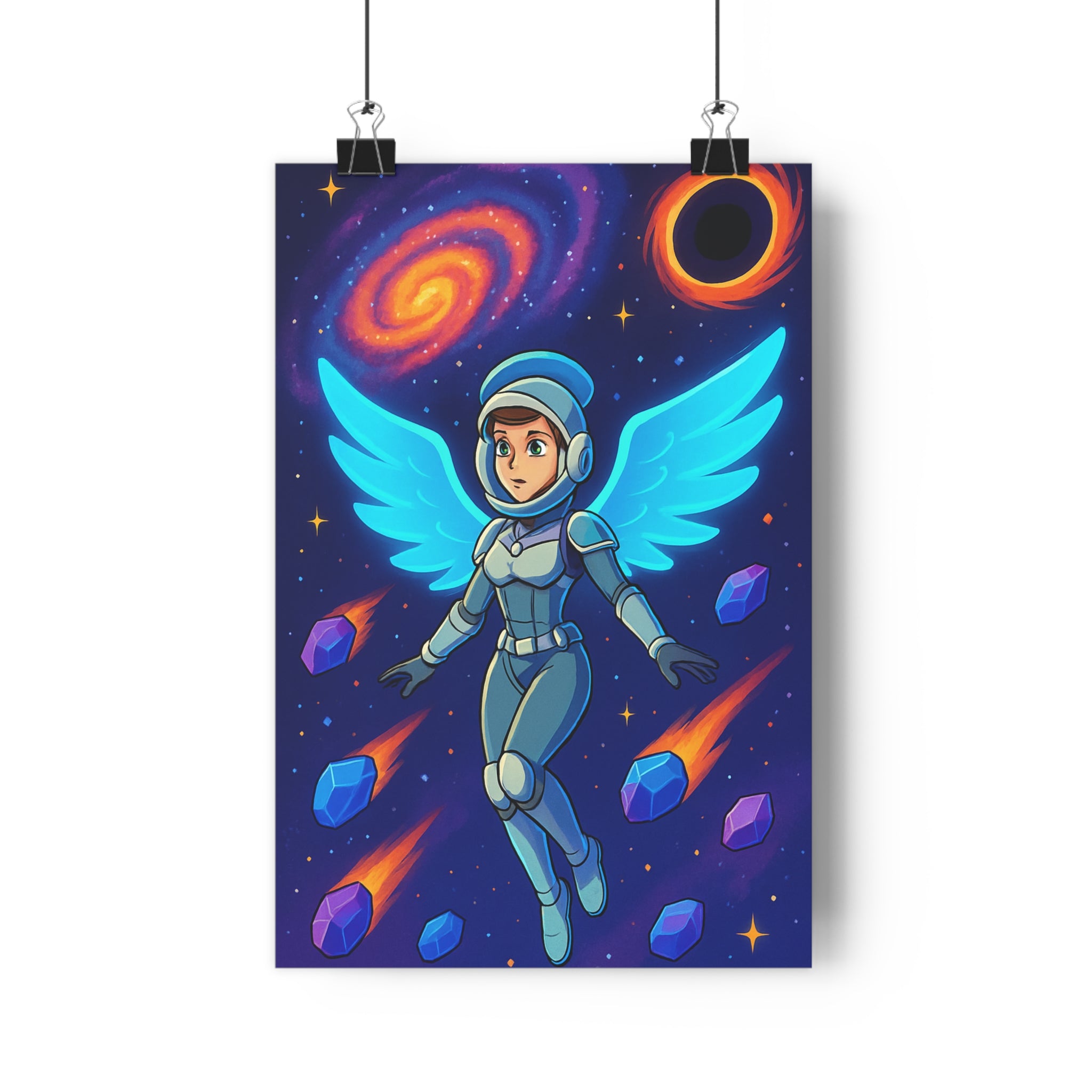 Poster décoratif anime mystique bleu violet galaxie aventure salon chambre futuriste étoilé féminin lumineux