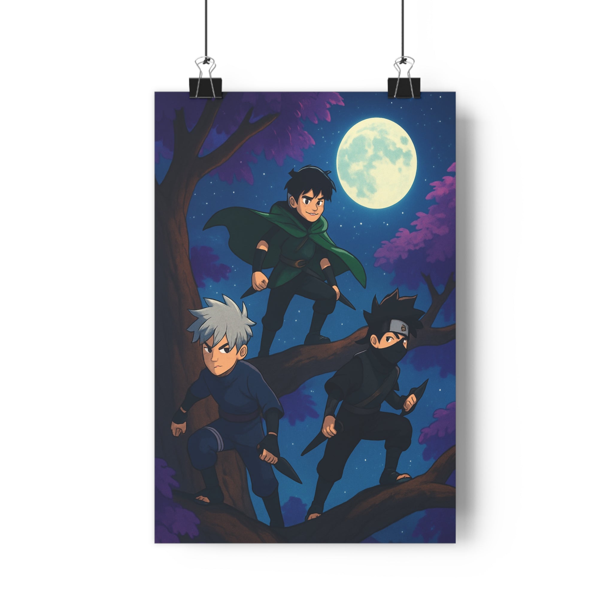 Poster décoratif anime mystique bleu vert violet chambre enfant ambiance mystérieuse moderne unique qualité