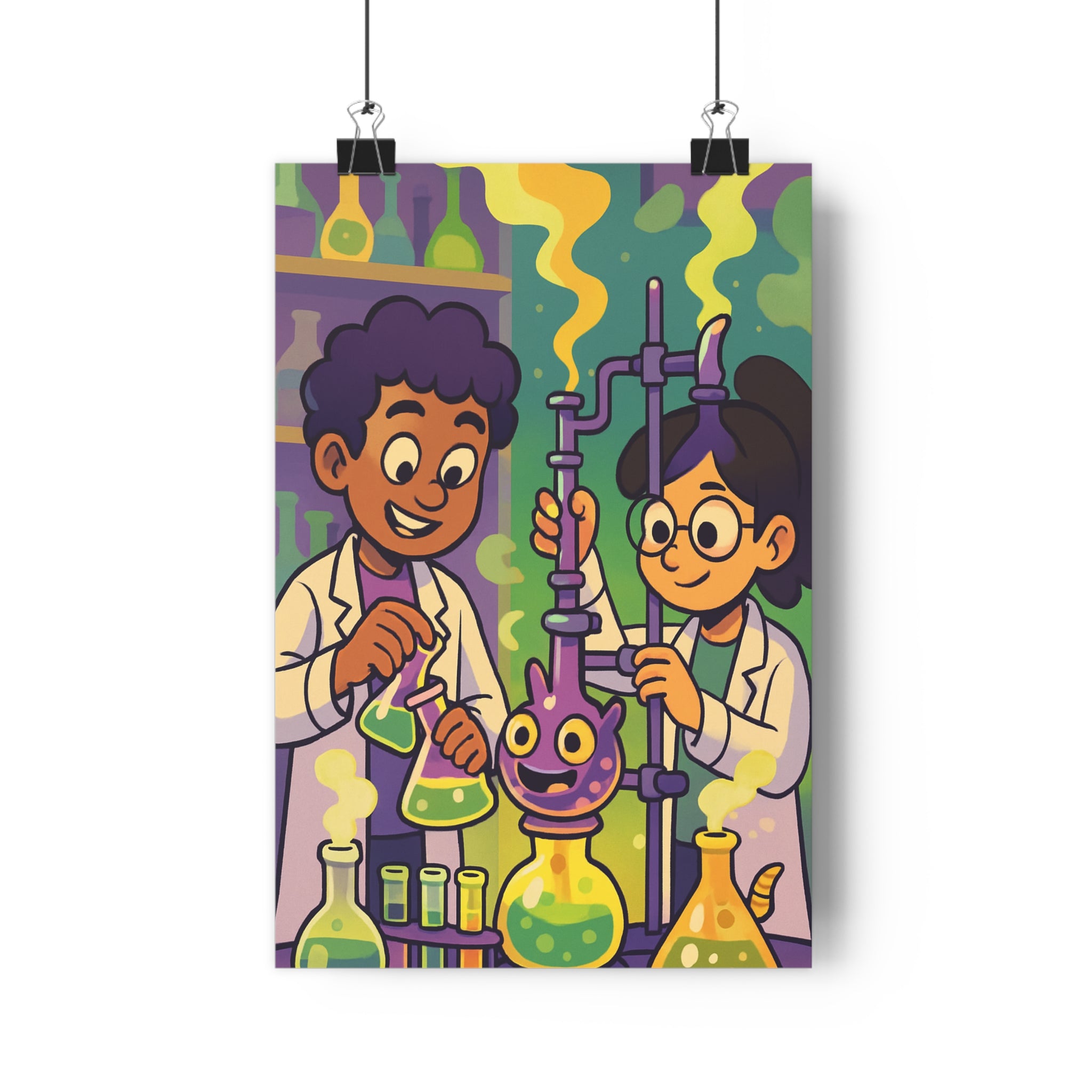 Poster décoratif alchimistes modernes couleurs vives cartoon ludique bureau chambre enfant format 30x46 qualité