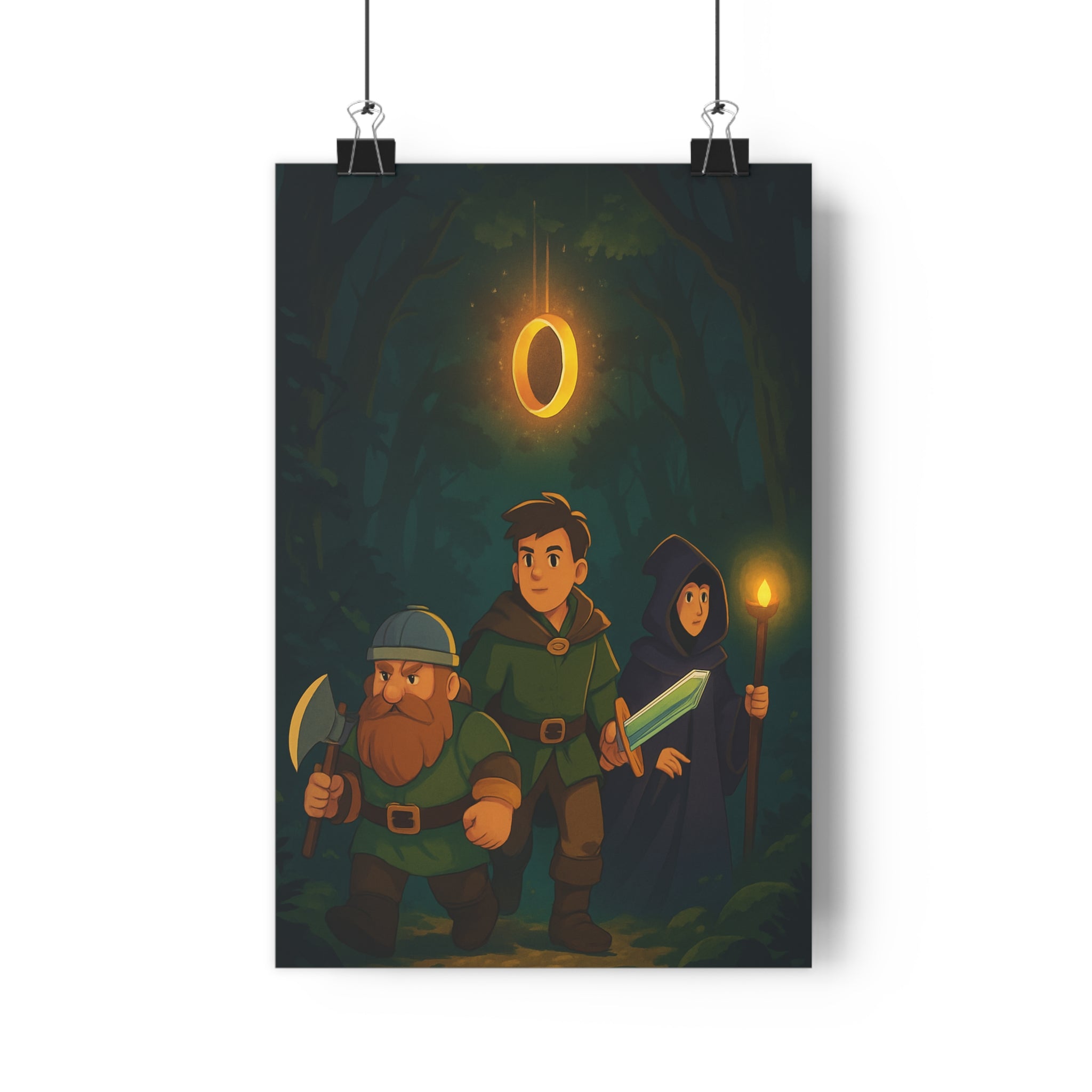 Poster décoratif animé nain mage épique aventure forêt doré sombre mystérieux chambre salon qualité