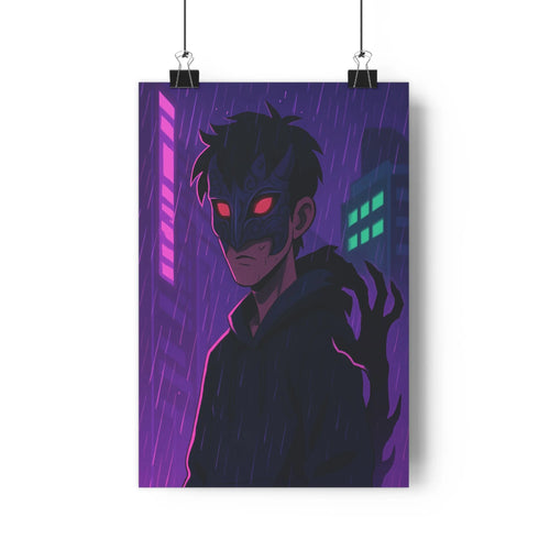 Poster décoratif sombre néon violet vert mystique dessin animé chambre espace intrigant 30x46 cm