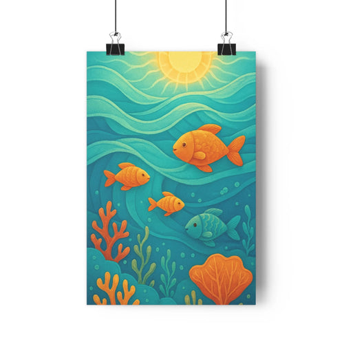 Poster décoratif océan bleu moderne apaisant ambiance salon chambre art murale 30x46 cm qualité
