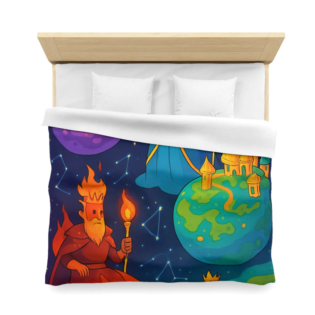 Housse de Couette Imaginaire avec Rois et Reines sur Planètes Mystiques Étoilées