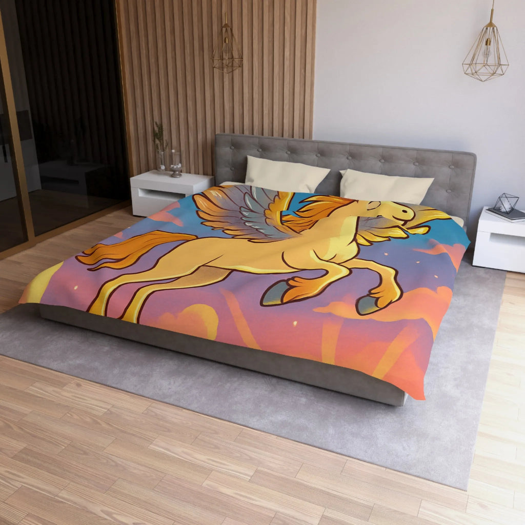 Housse de Couette Enfantin : Pégase Ailé Volant au Crépuscule dans le Ciel