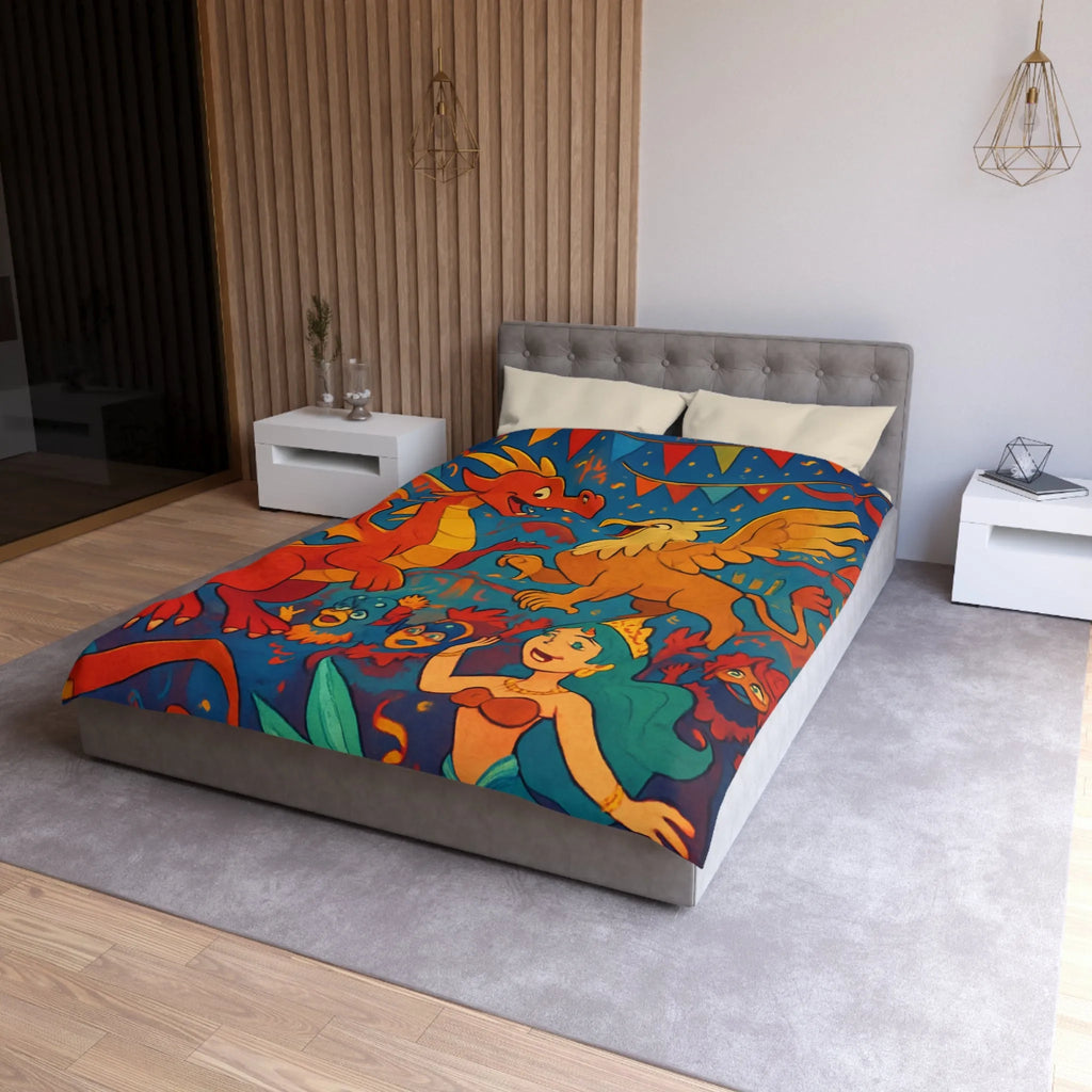 Housse de Couette Microfibre Art Graphique Contemporain Style Décoratif Chambre Tendance