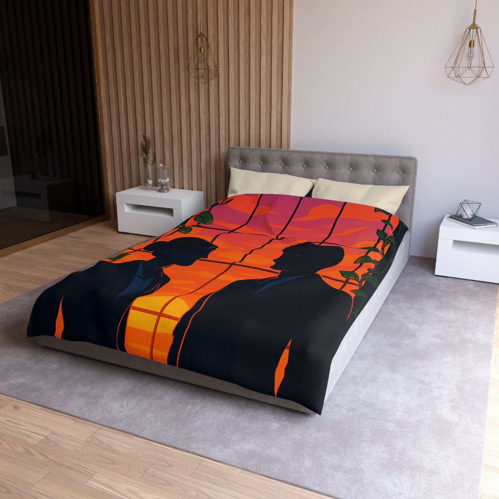 Housse de Couette Microfibre Design Artistique Moderne Décoration Chambre Confort Premium