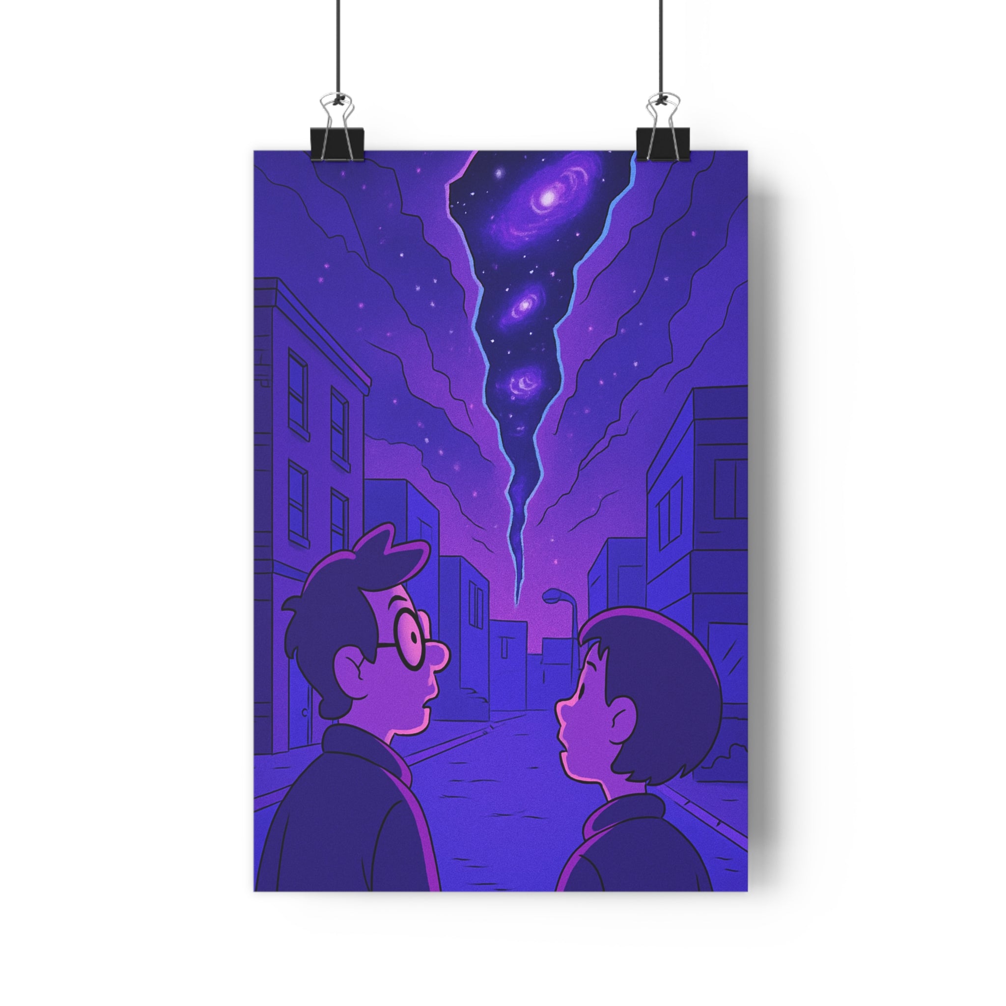 Poster décoratif moderne anime violet bleu mystère cosmos chambre bureau ambiance urbaine fascinant 30x46
