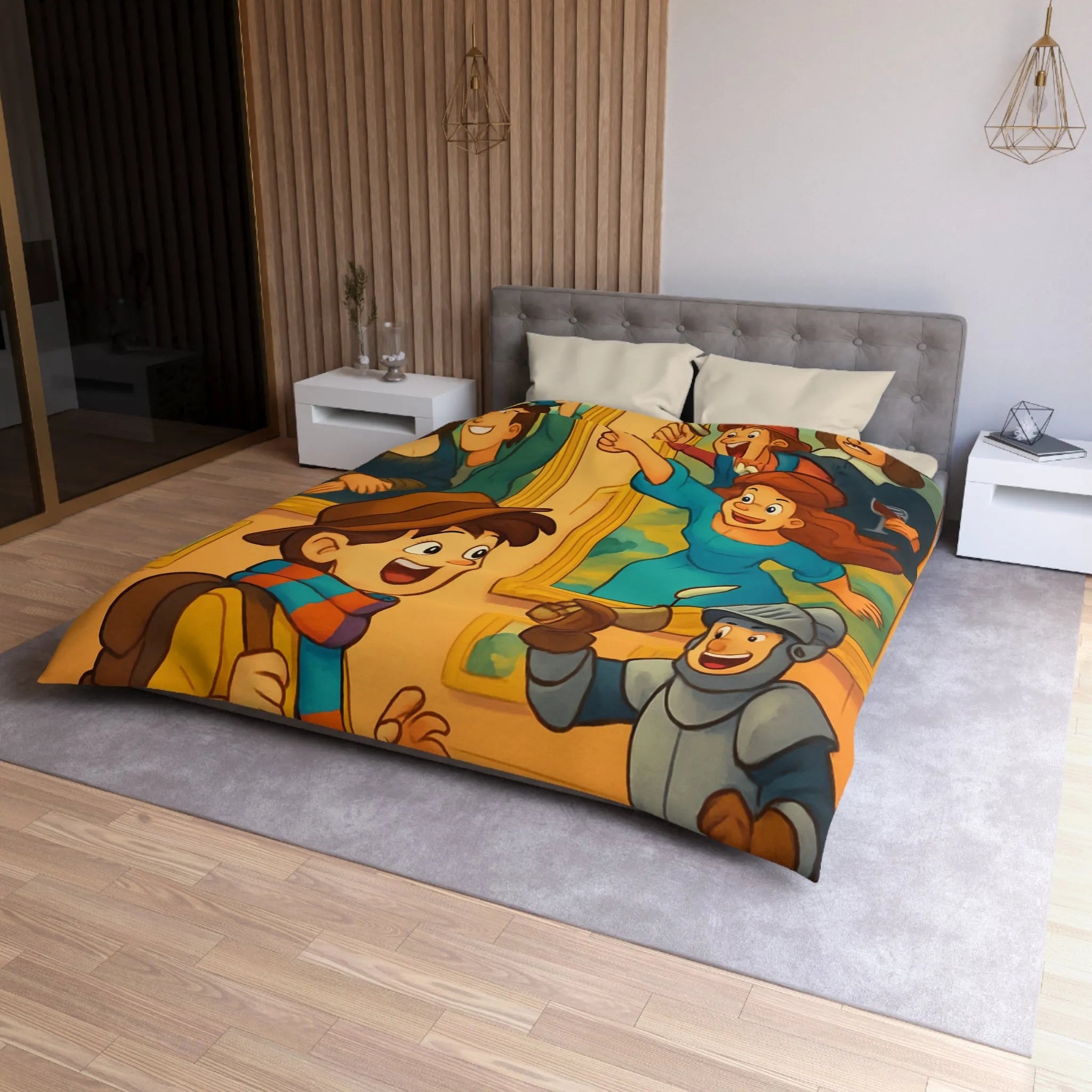 Couette Enfant Haute Qualité Motif Musée Aventure Jeux Joyeux Chevalier Éducatif Coloré