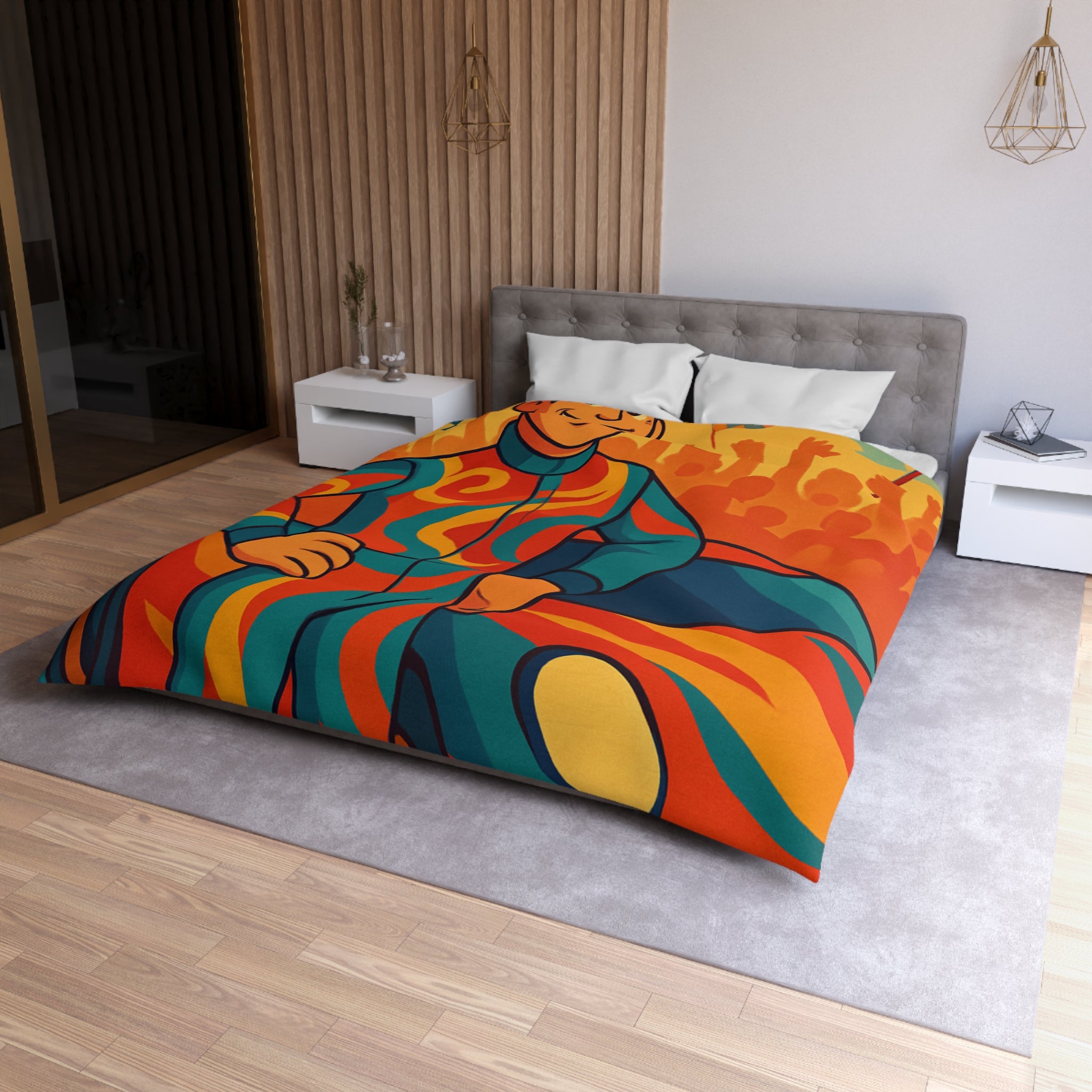 Housse de Couette Microfibre Illustration Unique Design Moderne Décoration Intérieure Raffinée