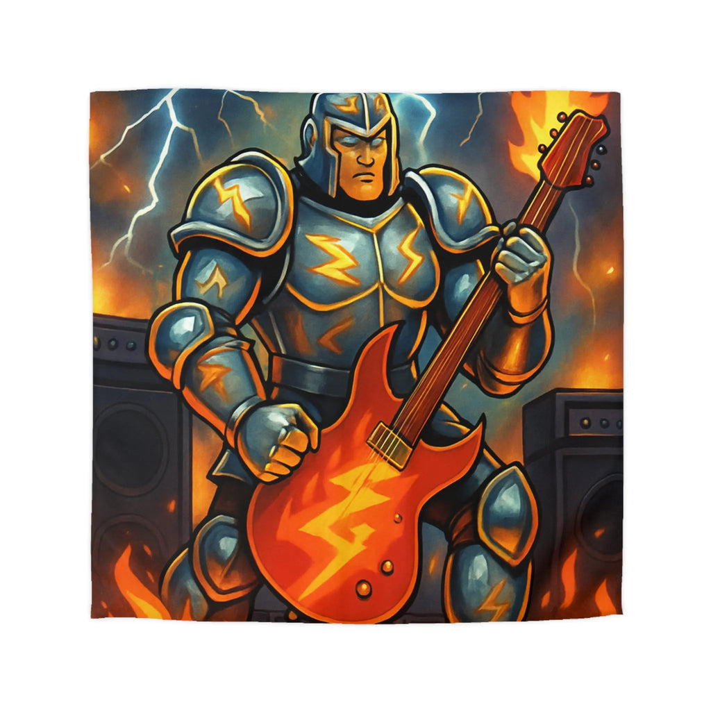 Housse de couette guerrier électrique avec guitare enflammée pour chambre rock intense