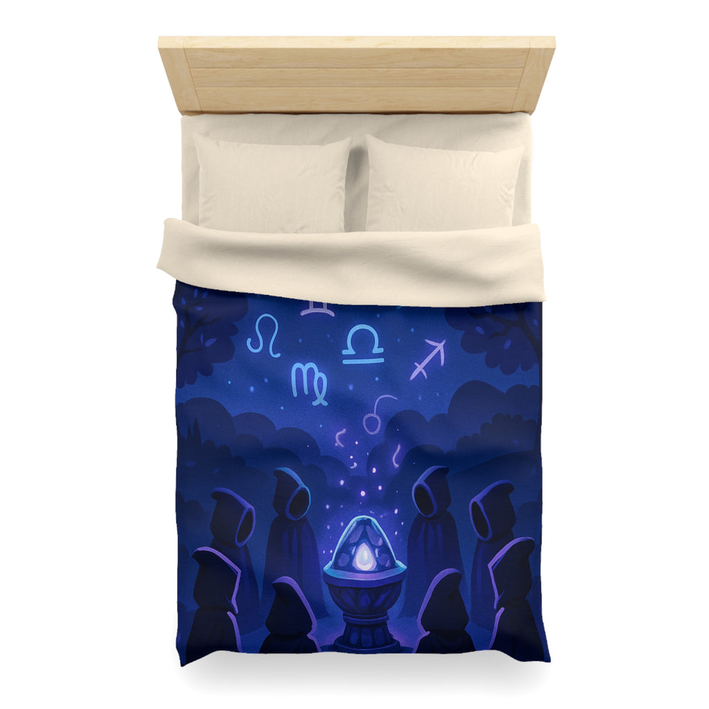Housse de couette mystique avec symboles zodiacaux et lune pour ambiance ésotérique