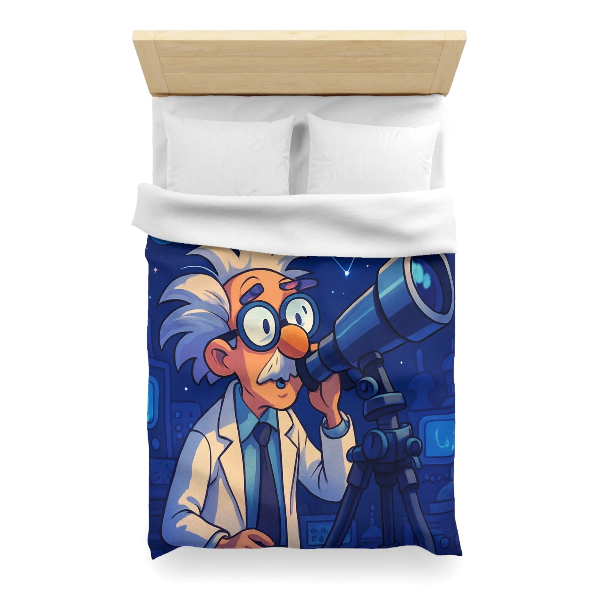 Housse de Couette Enseignant Passionné Astronomie Télescope Étoiles Planètes Enfants Chambre Décorative