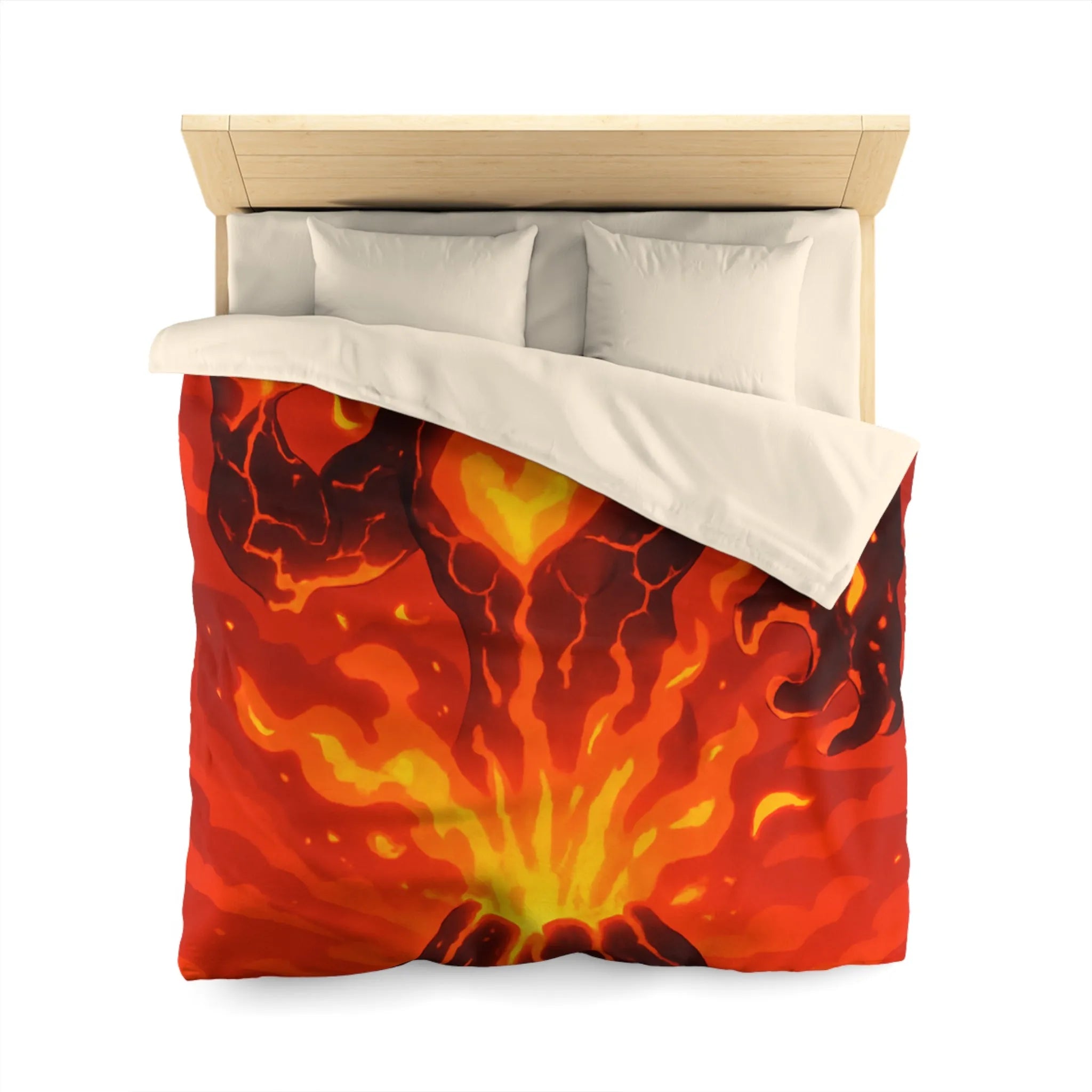 Éruption Volcanique Époustouflante: Figure Enflammée Surgissant De Coulées de Lave Rougeoyantes