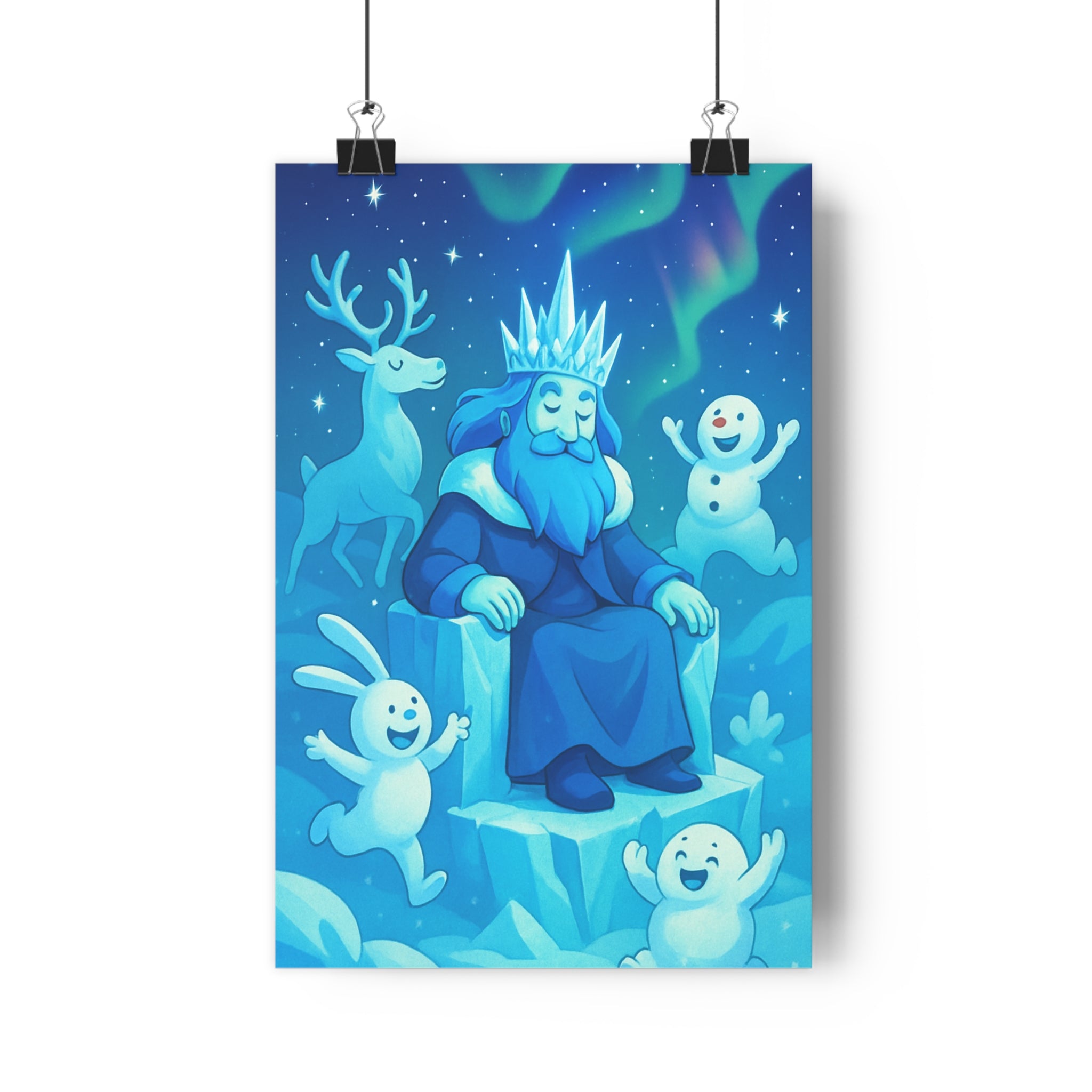 Poster décoratif fantaisie bleu vert hivernal magique enfant chambre rêveur créatif 30x46 unique atmosphère