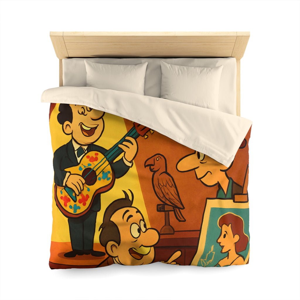 Housse de Couette Microfibre Illustration Unique Design Moderne Décoration Intérieure Raffinée