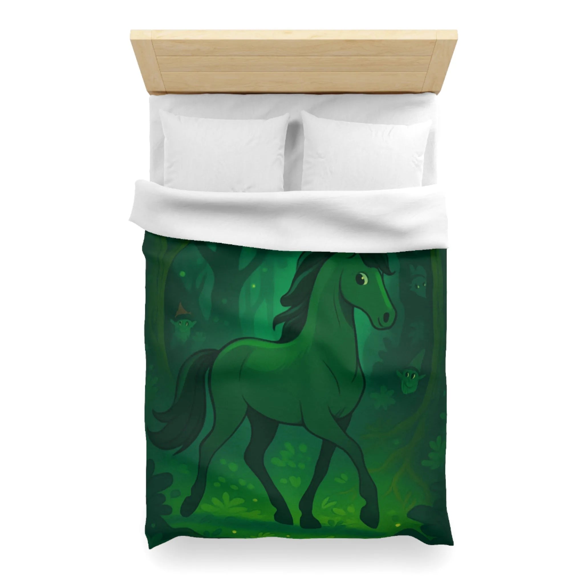 Housse de couette forêt magique avec licorne et fées dans un paysage enchanteur