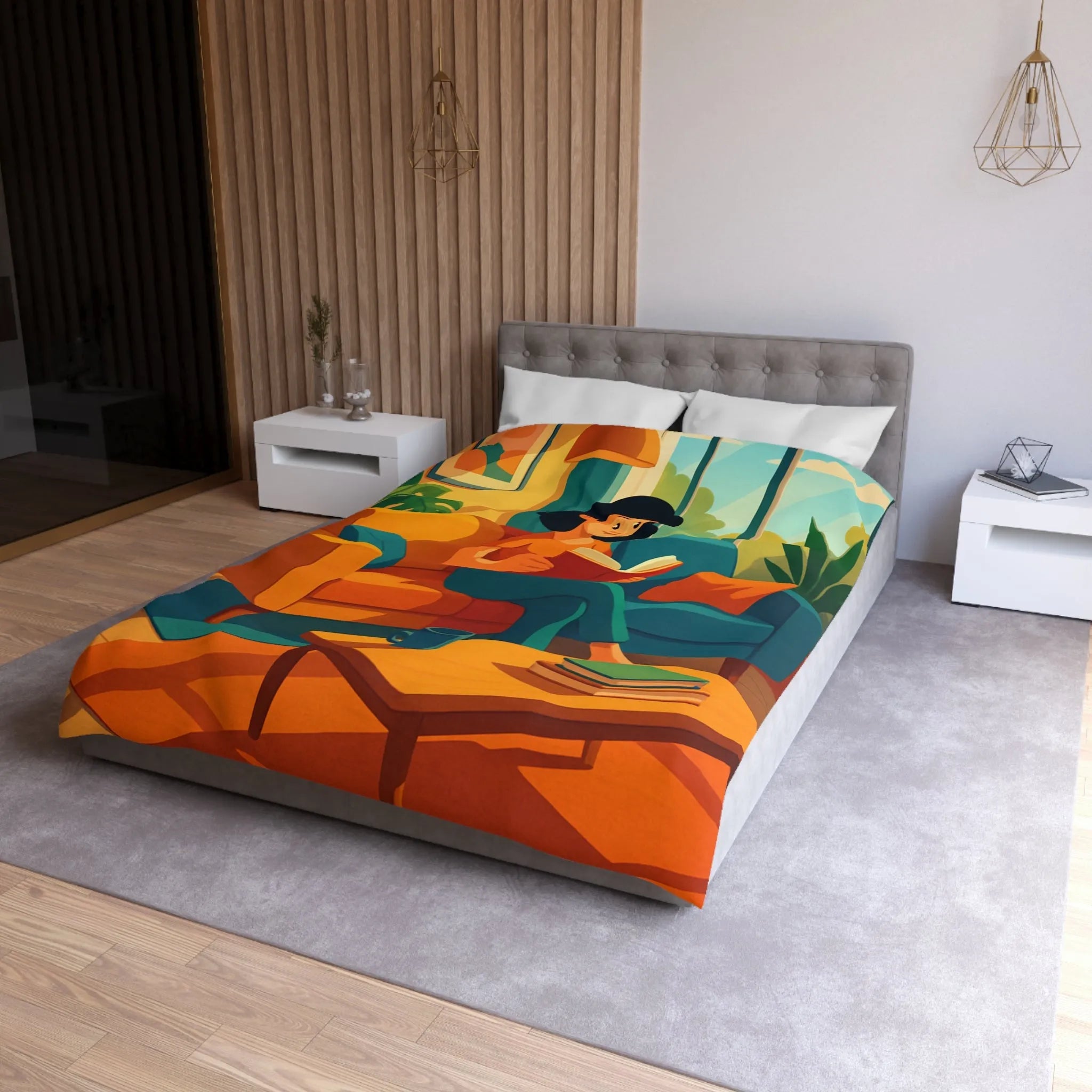 Housse de couette colorée pour ambiance chaleureuse inspirée de l'art moderne et rétro