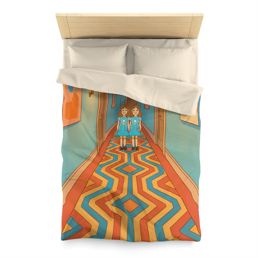 Housse de couette motif géométrique rétro et ambiance inspirée de films classiques d'horreur