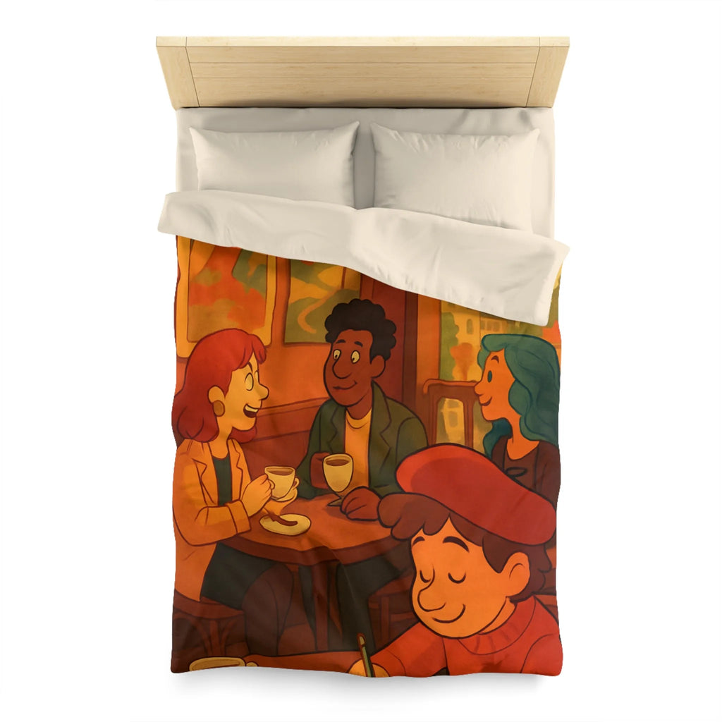 Charmante illustration de café parisien avec vue sur la Tour Eiffel en arrière-plan