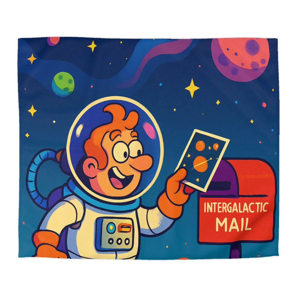 Housse de Couette Espace Fantaisie avec Astronaute Coloré et Planètes Illustrées