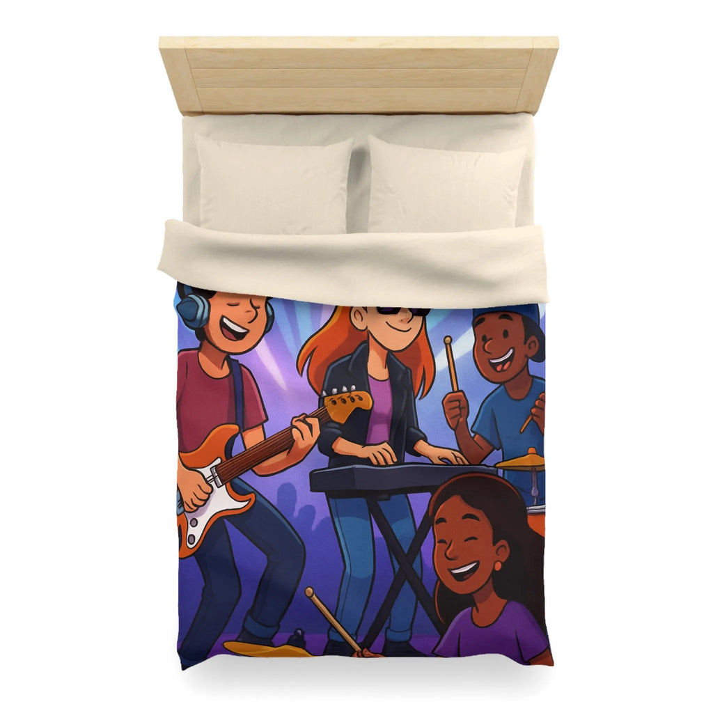 Ensemble musical animé pour housse de couette colorée et dynamique pour jeunes musiciens