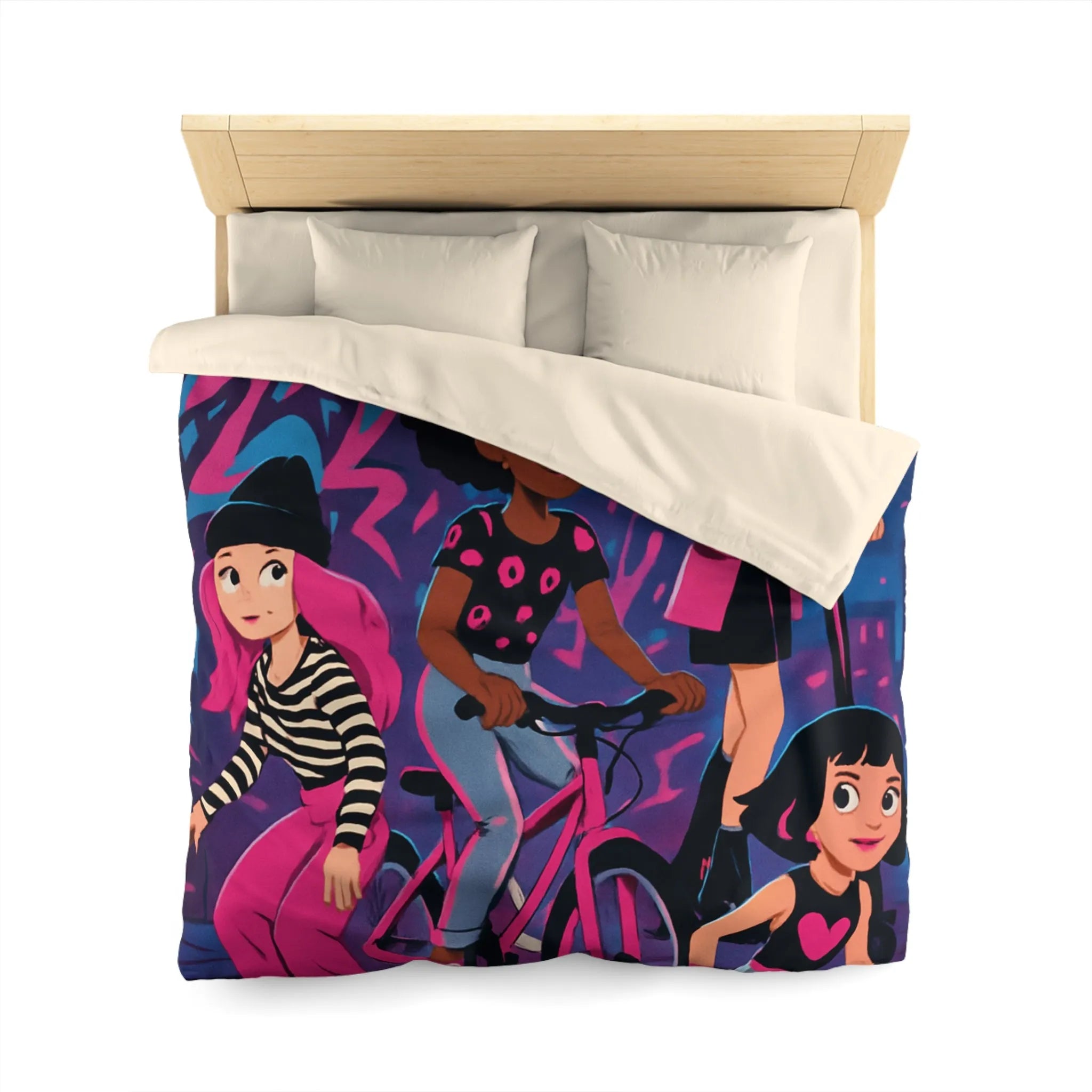 Housse de Couette Microfibre Art Graphique Contemporain Style Décoratif Chambre Tendance