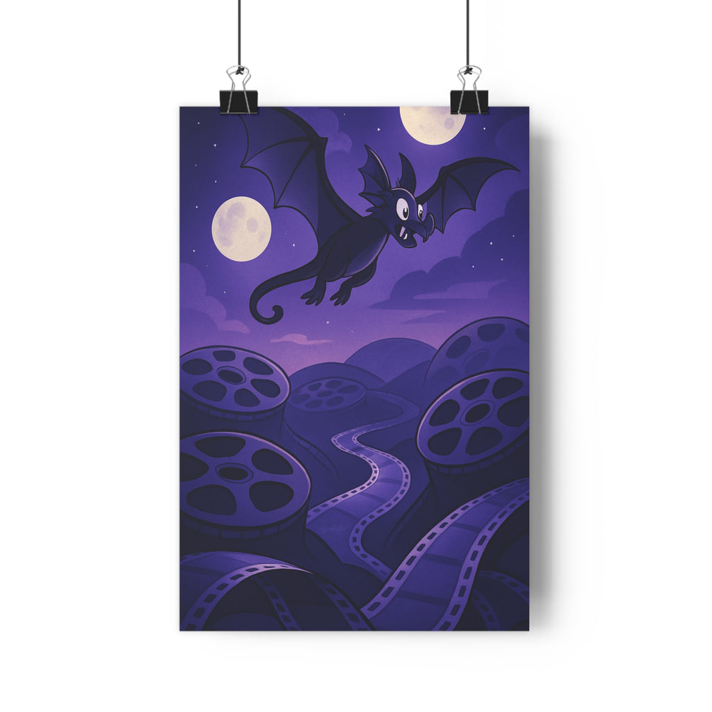 Poster décoratif fantasy animé violet bleu mystique créature créatif salon chambre unique artistique élégant