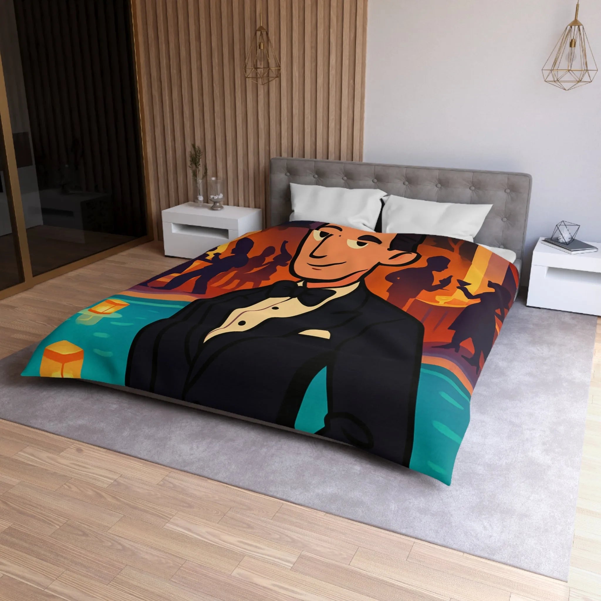 Élégance Nocturne : Motifs Inspirés de Soirées Glamour Art Déco Pour Chambre Distinguée