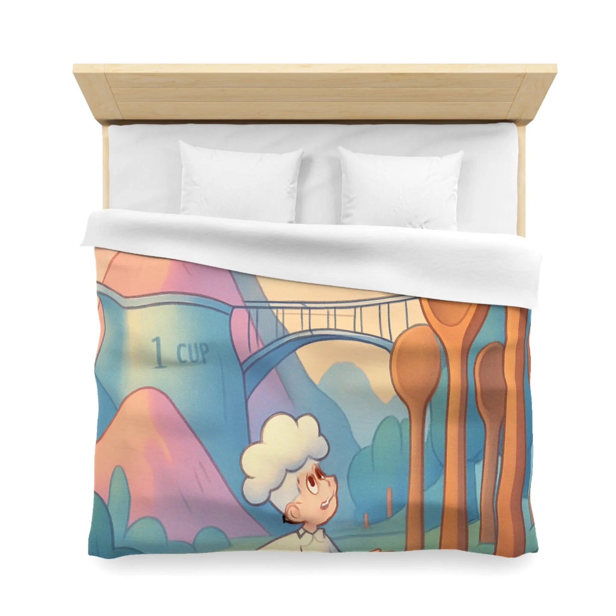 Housse de couette fantaisie chefs rêveurs et paysages de cuisine magiques pour enfants