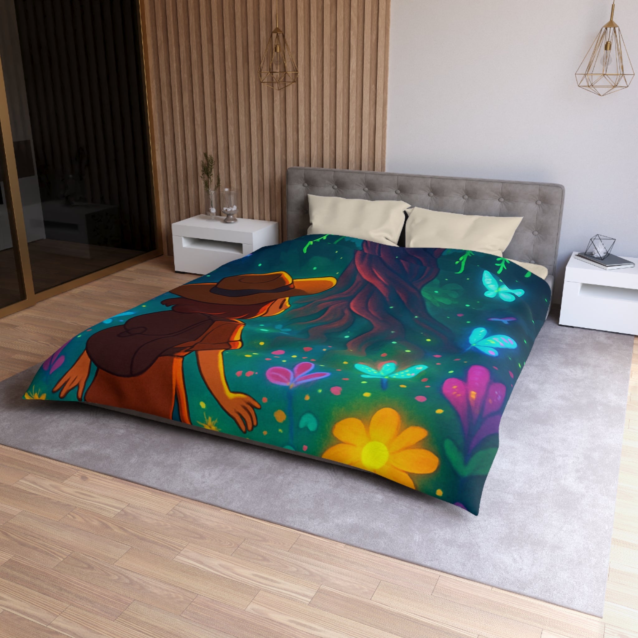 Housse de Couette Microfibre Illustration Unique Design Moderne Décoration Intérieure Raffinée