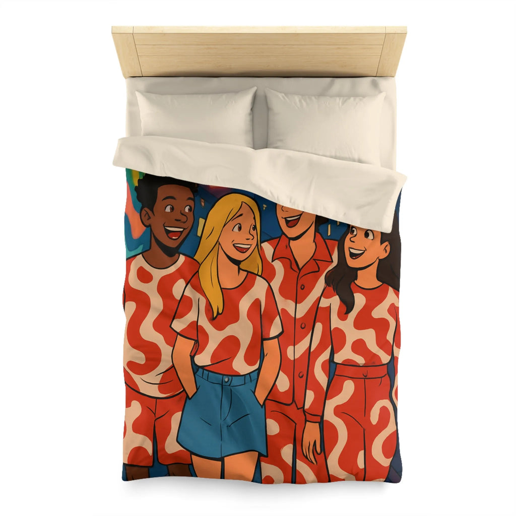 Housse de couette colorée avec design graphique enroulant style moderne pour chambre urbaine