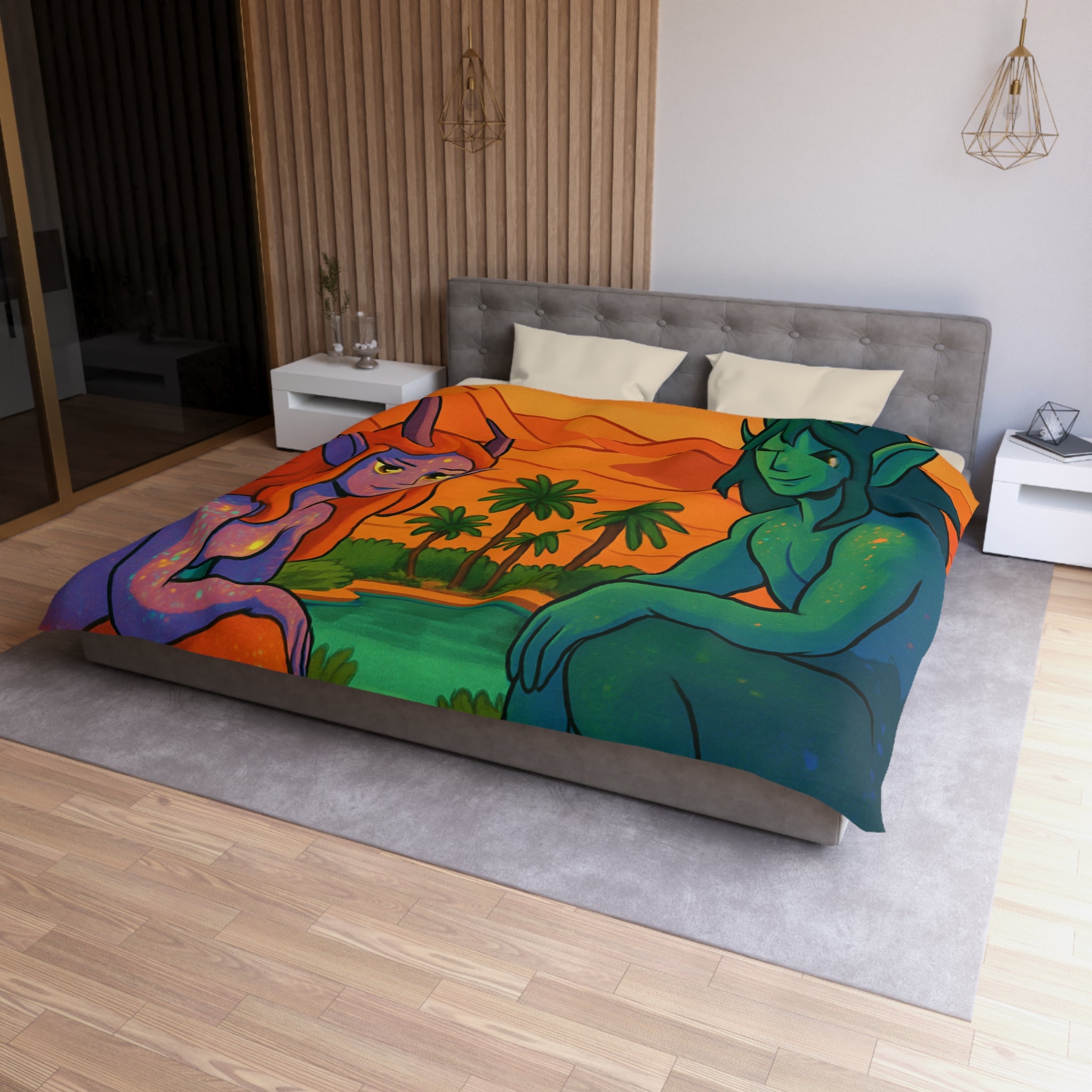 Housse de Couette Microfibre Motif Créatif Original Style Contemporain Chambre Élégante