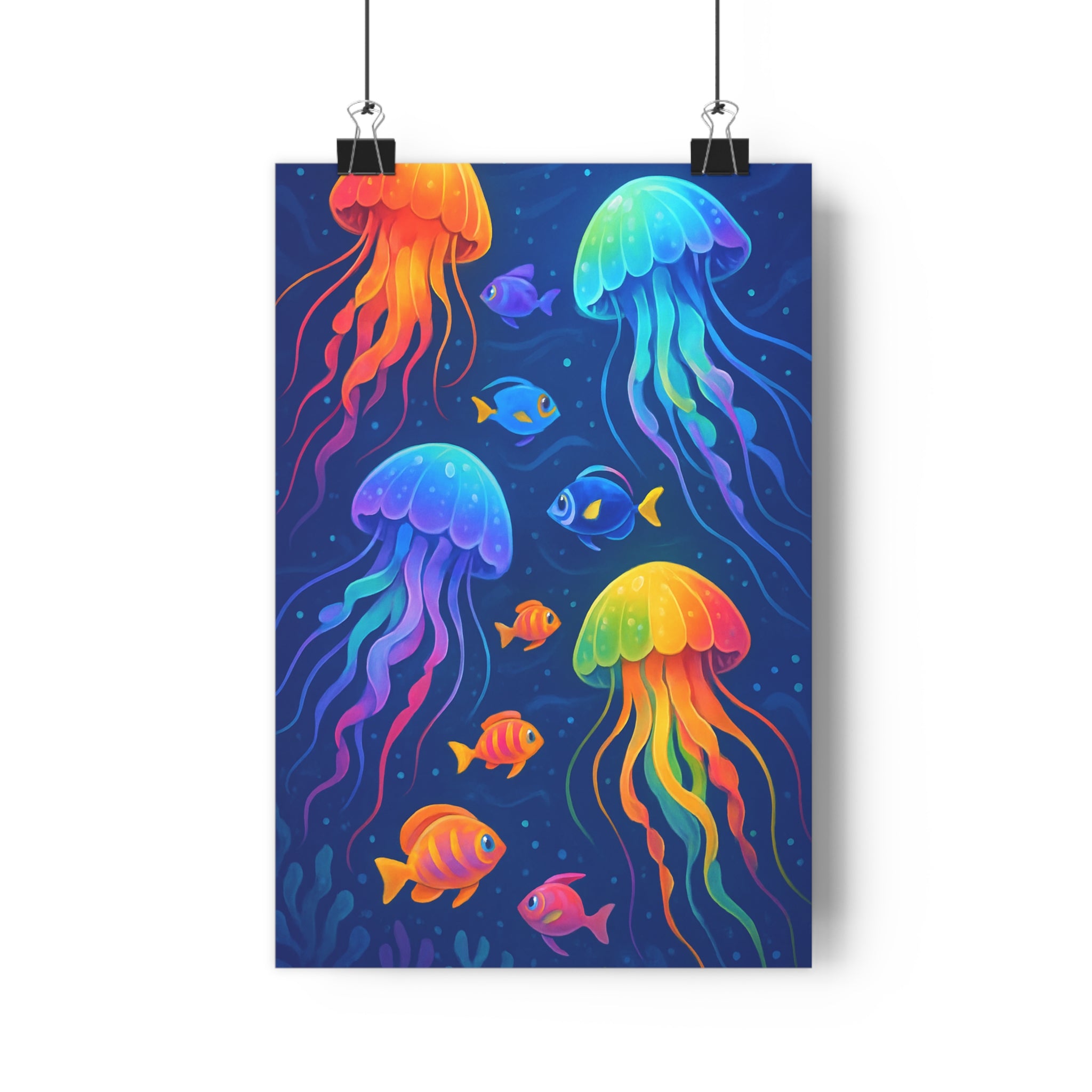 Poster décoratif artistique vibrant bleu orange vert joyeux salon chambre bureau océan moderne ambiance