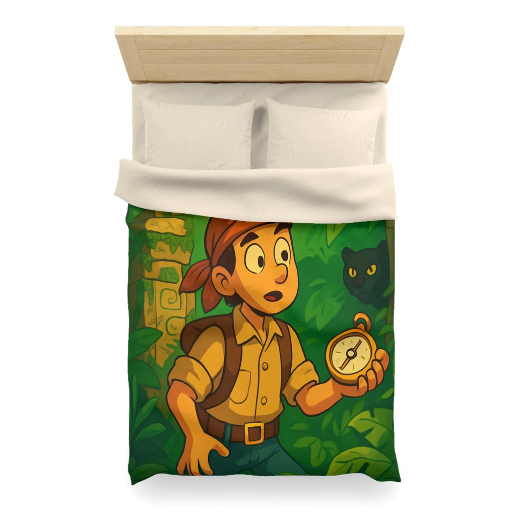 Exploration jungle animée avec boussole, perroquet, serpent et léopard pour chambre exotique