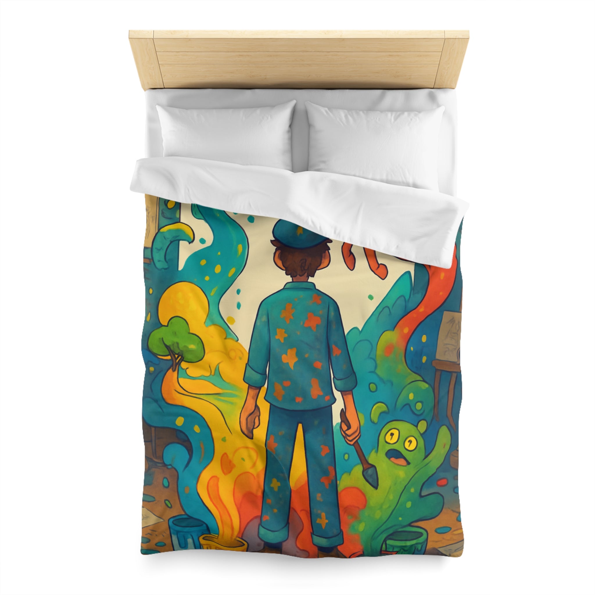 Housse de Couette Microfibre Motif Créatif Original Style Contemporain Chambre Élégante