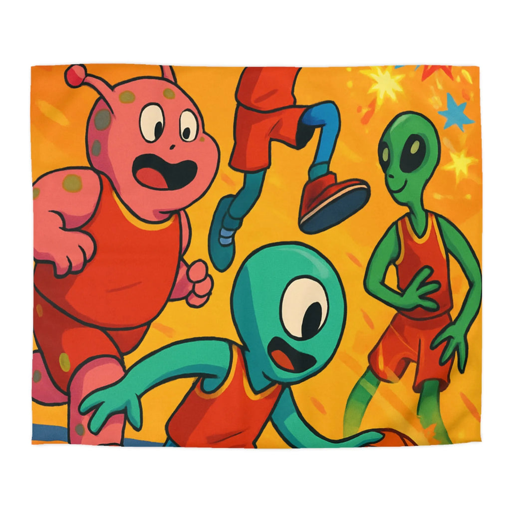 Housse de couette alien colorée pour chambre d'enfant avec thème basket et espace