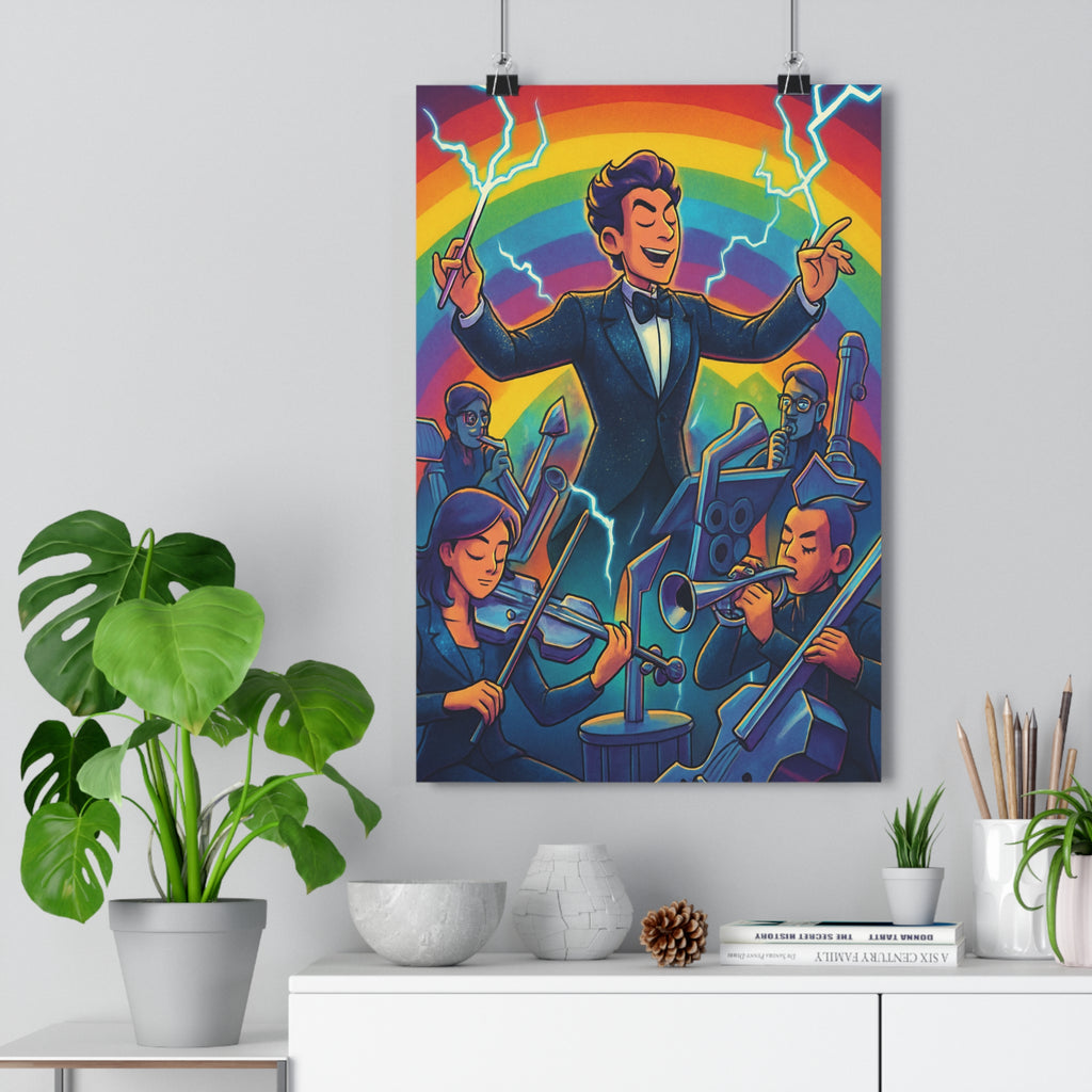 Poster décoratif futuriste vibrant coloré salon chambre dynamique animé art moderne vibrant original qualité