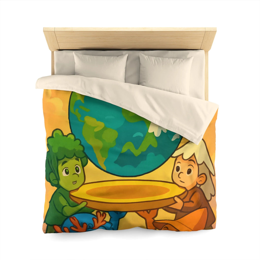 Housse de couette colorée représentant des enfants unis pour soutenir la planète Terre