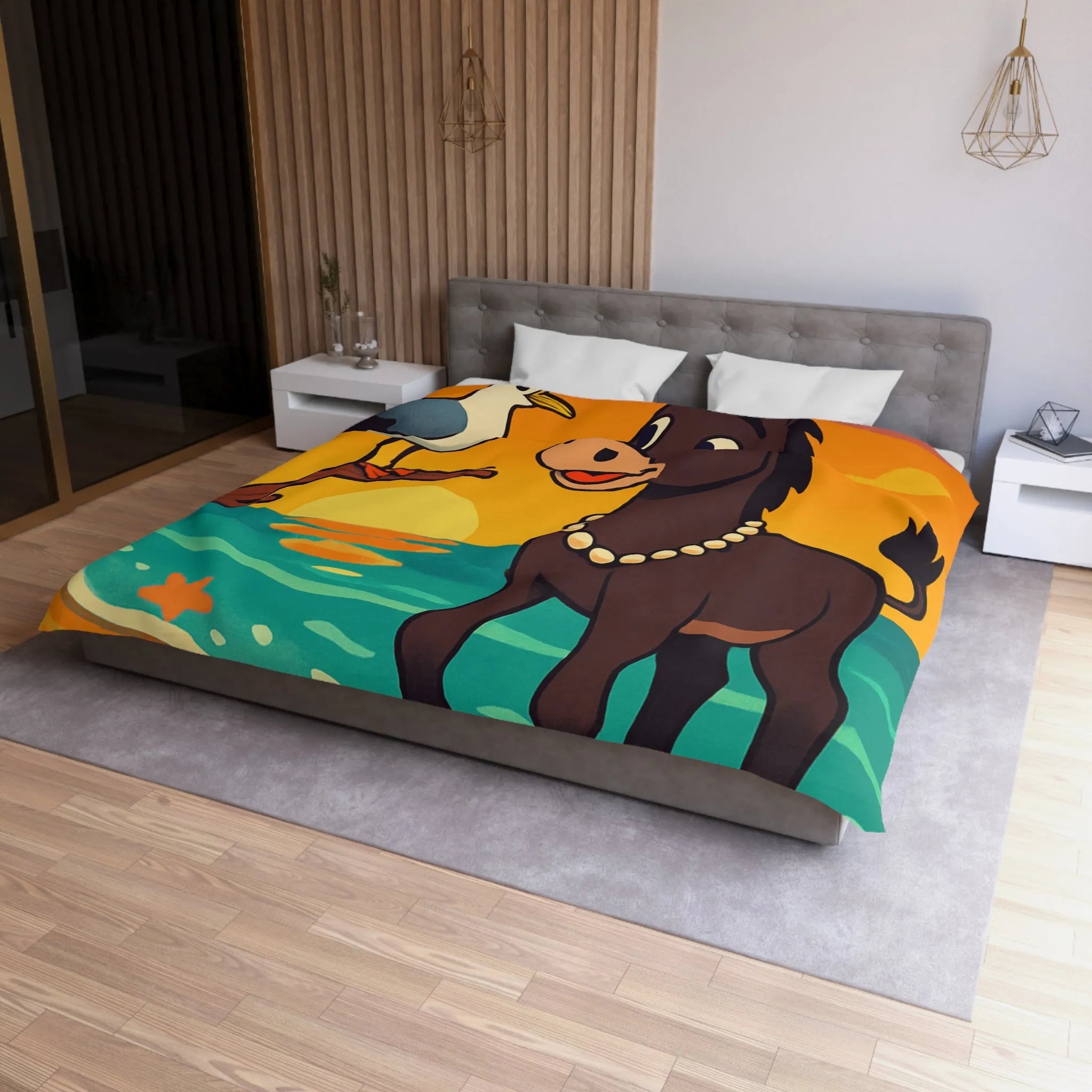 Housse de Couette Microfibre Art Graphique Contemporain Style Décoratif Chambre Tendance