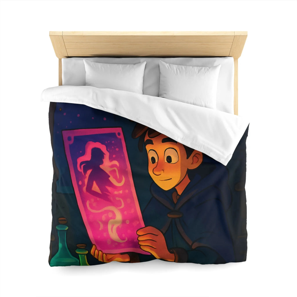 Enfant Magicien Lisant Papyrus Magique Avec Décor De Potions Et Affiches Mystiques