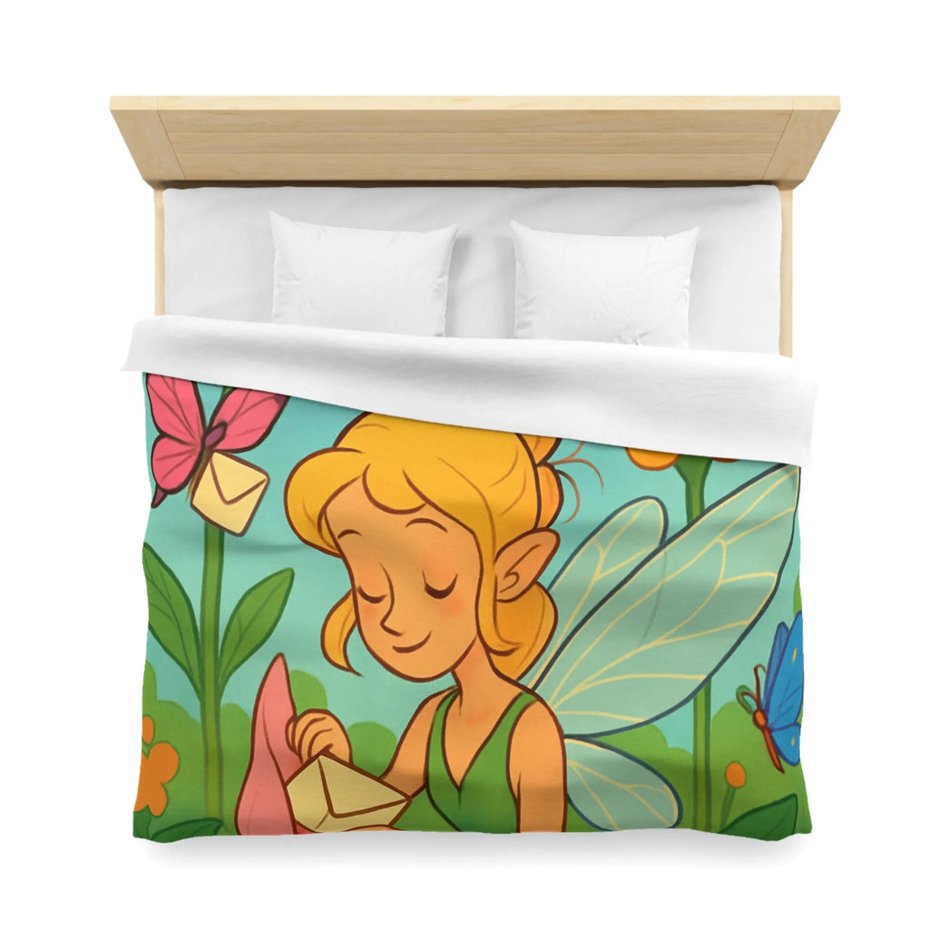 Fée des Jardins Éthérés avec Lettres Magiques et Fleurs Vibrantes pour Enchantement Nocturne