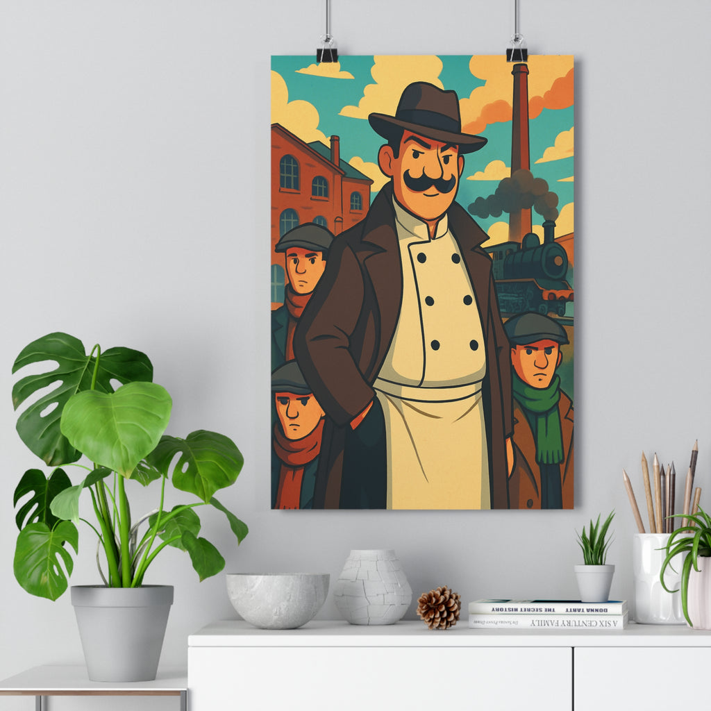 Poster décoratif cartoon expressif couleurs vives aventure locomotive industriel salon chambre dynamique captivant qualité