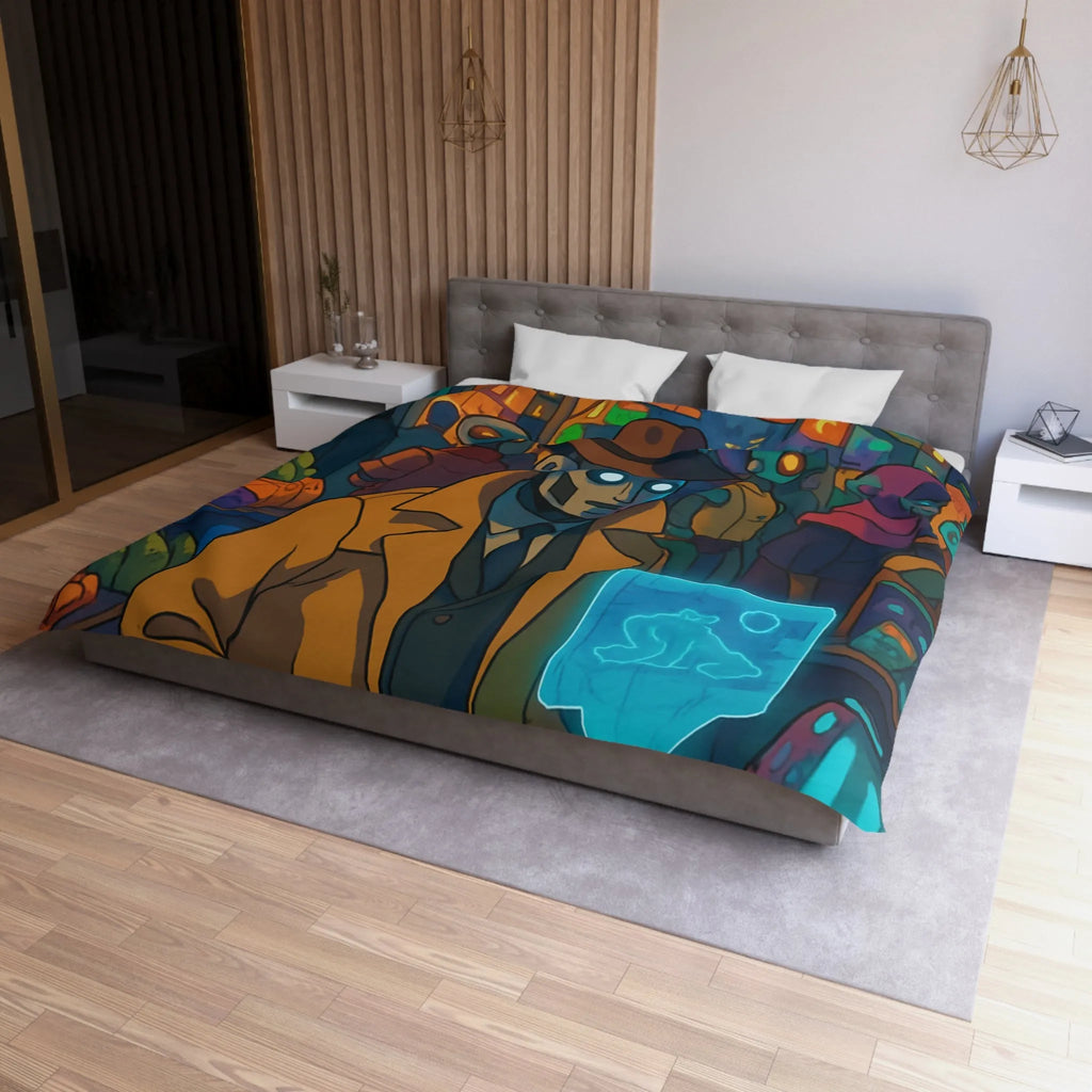 Explorez l'univers rétro-futuriste avec cette housse de couette robotique élégante et colorée