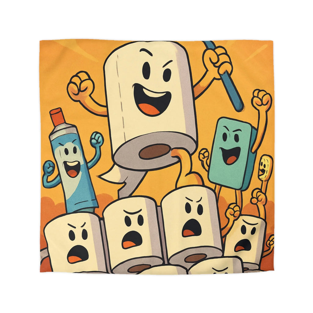 Housse de couette amusante avec rouleaux de papier toilette et pot de brosse animés