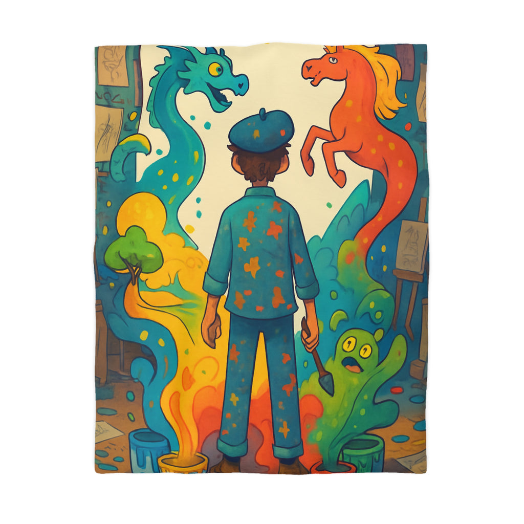 Housse de Couette Microfibre Motif Créatif Original Style Contemporain Chambre Élégante